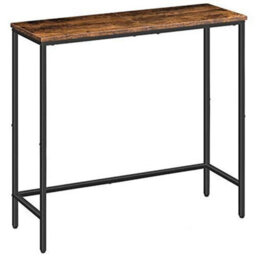 Narrow Console Table Rustic Brown Black Behind Sofa Entryway - thumbnail 1