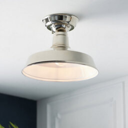 Luminosa Lighting Luminosa Darton Semi Flush Ceiling Pendant Light Polished Nickel, Gloss White Inner Shade - thumbnail 2