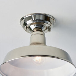 Luminosa Lighting Luminosa Darton Semi Flush Ceiling Pendant Light Polished Nickel, Gloss White Inner Shade - thumbnail 4