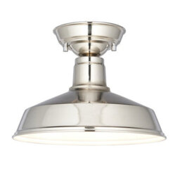 Luminosa Lighting Luminosa Darton Semi Flush Ceiling Pendant Light Polished Nickel, Gloss White Inner Shade - End Of Line