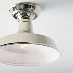 Luminosa Lighting Luminosa Darton Semi Flush Ceiling Pendant Light Polished Nickel, Gloss White Inner Shade - thumbnail 5