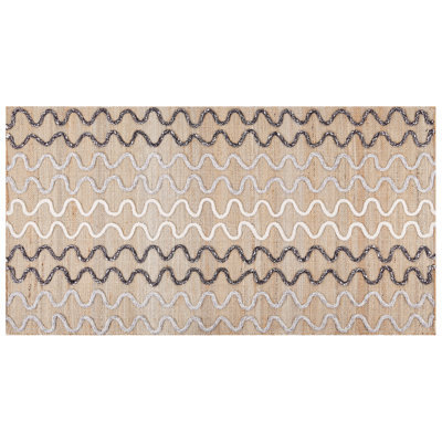 Beliani Rustic Boho Handwoven Jute Geometric Area Rug 80 X 150 Cm Beige - image 1