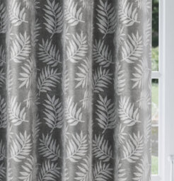 Enhanced Living Oakland Grey Leaf Pattern, Thermal, Room Darkening Pair Of Curtains With Eyelet Top - 66 X 72 Inch (168X183Cm) - thumbnail 3