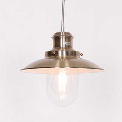 Contemporary Hanging Fisherman Lantern Style Pendant Brushed Brass Finish Ceiling Light - image 1