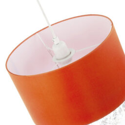 Happy Homewares Modern Orange Satin Fabric Pendant Shade With Clear Acrylic Drops - thumbnail 3