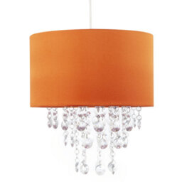 Happy Homewares Modern Orange Satin Fabric Pendant Shade With Clear Acrylic Drops - thumbnail 5
