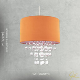 Happy Homewares Modern Orange Satin Fabric Pendant Shade With Clear Acrylic Drops - thumbnail 7