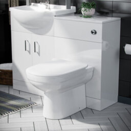 Nes Home Ellen 550mm Flat Pack Vanity Basin Unit, Wc Unit, Elso Back To Wall Toilet, Mono Mixer & Wate White - thumbnail 1