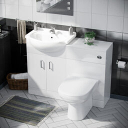 Nes Home Ellen 550mm Flat Pack Vanity Basin Unit, Wc Unit, Elso Back To Wall Toilet, Mono Mixer & Wate White - thumbnail 2