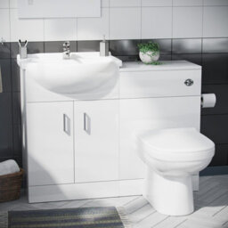 Nes Home Ellen 550mm Flat Pack Vanity Basin Unit, Wc Unit, Elso Back To Wall Toilet, Mono Mixer & Wate White - thumbnail 3