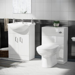 Nes Home Ellen 550mm Flat Pack Vanity Basin Unit, Wc Unit, Elso Back To Wall Toilet, Mono Mixer & Wate White - thumbnail 4