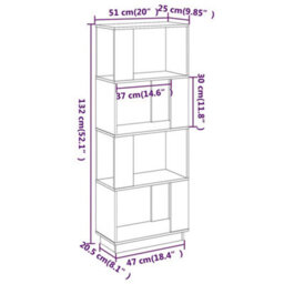 Berkfield Book Cabinet/room Divider Honey Brown 51X25X132 Cm Solid Wood Pine - thumbnail 8