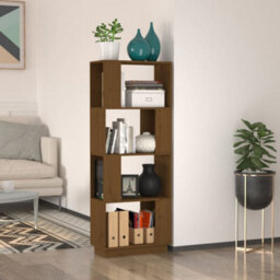 Berkfield Book Cabinet/room Divider Honey Brown 51X25X132 Cm Solid Wood Pine - thumbnail 1