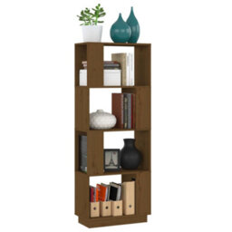 Berkfield Book Cabinet/room Divider Honey Brown 51X25X132 Cm Solid Wood Pine - thumbnail 4