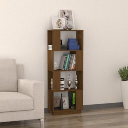 Berkfield Book Cabinet/room Divider Honey Brown 51X25X132 Cm Solid Wood Pine - thumbnail 3