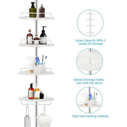Telescopic Bathroom Shelf Shower Caddy Corner Adjustable Racks Storage Organizer - thumbnail 4