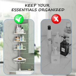 Telescopic Bathroom Shelf Shower Caddy Corner Adjustable Racks Storage Organizer - thumbnail 5