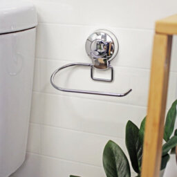 Showerdrape Suctionloc Chrome Steel Suction Wall Mounted Toilet Roll Holder - thumbnail 1