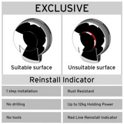 Showerdrape Suctionloc Chrome Steel Suction Wall Mounted Toilet Roll Holder - thumbnail 3