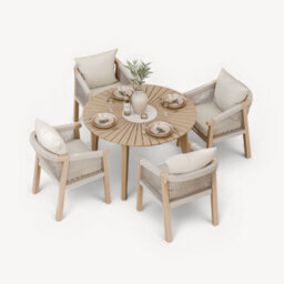 Royalcraft Roma 120Cm Round Sunray Table With Terrazzo Insert And 4 Roma Dining Chairs - thumbnail 5