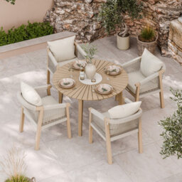 Royalcraft Roma 120Cm Round Sunray Table With Terrazzo Insert And 4 Roma Dining Chairs - thumbnail 1