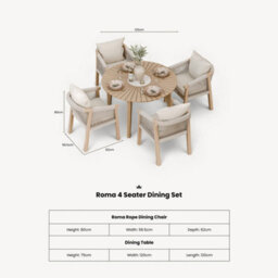 Royalcraft Roma 120Cm Round Sunray Table With Terrazzo Insert And 4 Roma Dining Chairs - thumbnail 8