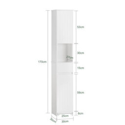 Sobuy Bzr109-W, Bathroom Tall Cabinet Cupboard Storage Cabinet,white,w30Xd30Xh170 - thumbnail 3