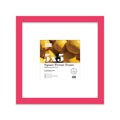 "5X5"" Bright Pink Picture Frame - 5X5"" Square Frame With 3X3"" Mount For 5X5""/3X3"" Pictures Art Deco Style Room Decor, 1 Pack" - image 1