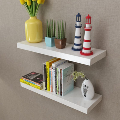 Berkfield Floating Wall Display Shelves Book/dvd Storage White Mdf 2 Pcs - image 1