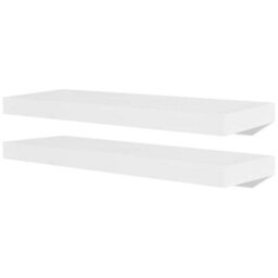 Berkfield Floating Wall Display Shelves Book/dvd Storage White Mdf 2 Pcs - thumbnail 2