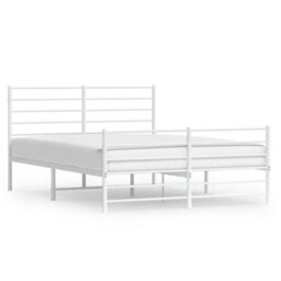 Berkfield Metal Bed Frame With Headboard And Footboard White 140X200 Cm - thumbnail 2