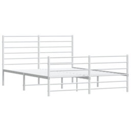 Berkfield Metal Bed Frame With Headboard And Footboard White 140X200 Cm - thumbnail 5