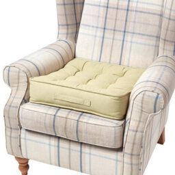Homescapes Sage Green Cotton Armchair Booster Cushion - thumbnail 1