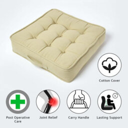 Homescapes Sage Green Cotton Armchair Booster Cushion - thumbnail 2