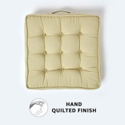 Homescapes Sage Green Cotton Armchair Booster Cushion - thumbnail 3