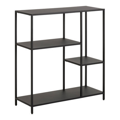 Furniture To Go Newcastle Asymmetrical Bookcase With 3 Shelves In Matt Black - image 1