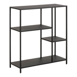 Furniture To Go Newcastle Asymmetrical Bookcase With 3 Shelves In Matt Black - thumbnail 1