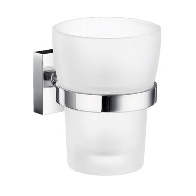 Smedbo Frosted Glass Tumbler With Non Rust Brass Wall Mount Holder - image 1
