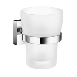 Smedbo Frosted Glass Tumbler With Non Rust Brass Wall Mount Holder