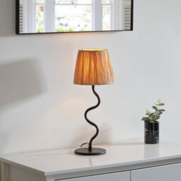 Luminosa Lighting Luminosa Wriggle 1 Light Table Lamp Matt Black, Natural Raffia - thumbnail 2