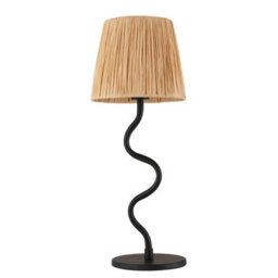Luminosa Lighting Luminosa Wriggle 1 Light Table Lamp Matt Black, Natural Raffia - thumbnail 6