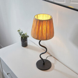 Luminosa Lighting Luminosa Wriggle 1 Light Table Lamp Matt Black, Natural Raffia - thumbnail 5