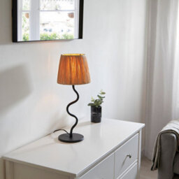 Luminosa Lighting Luminosa Wriggle 1 Light Table Lamp Matt Black, Natural Raffia - thumbnail 4