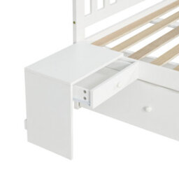 Abrihome White 4Ft6 Double Wooden Storage Bed 135X190Cm, 2 Drawers, Storage Compartments & 2 Bedside Tables - thumbnail 5