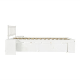Abrihome White 4Ft6 Double Wooden Storage Bed 135X190Cm, 2 Drawers, Storage Compartments & 2 Bedside Tables - thumbnail 7