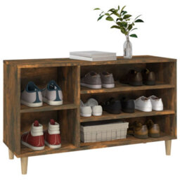 Berkfield Shoe Cabinet Smoked Oak 102X36X60 Cm Engineered Wood - thumbnail 4