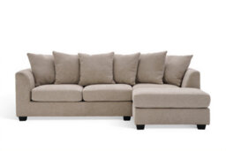 Beige L Shaped Corner Sofa With Chaise Lounger - Scatter Pillows - Soft Woven Chenille - Removable Covers - Chloe - thumbnail 4