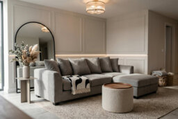Beige L Shaped Corner Sofa With Chaise Lounger - Scatter Pillows - Soft Woven Chenille - Removable Covers - Chloe - thumbnail 6