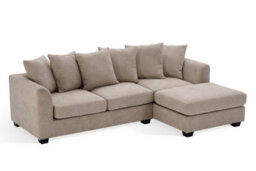 Beige L Shaped Corner Sofa With Chaise Lounger - Scatter Pillows - Soft Woven Chenille - Removable Covers - Chloe - thumbnail 2