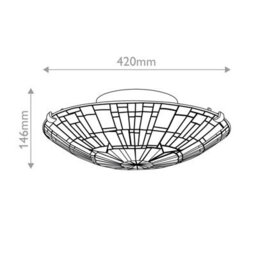 Luminosa Lighting Elstead Quoizel Reed Ceiling Light Tiffany Style Valiant Bronze, Art Glass Shade 2X E27 - thumbnail 3